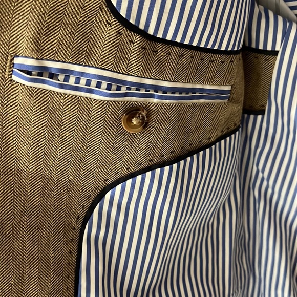 Linen Blazer Vicomte A. 2-Button Light Brown(Tan)/Cream Large EUC - Picture 8 of 14